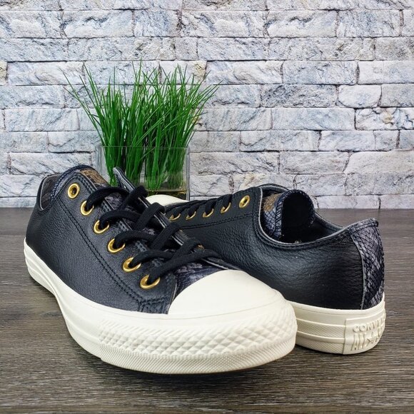 Converse Shoes - Converse Black and White Sneakers with Gold Accents